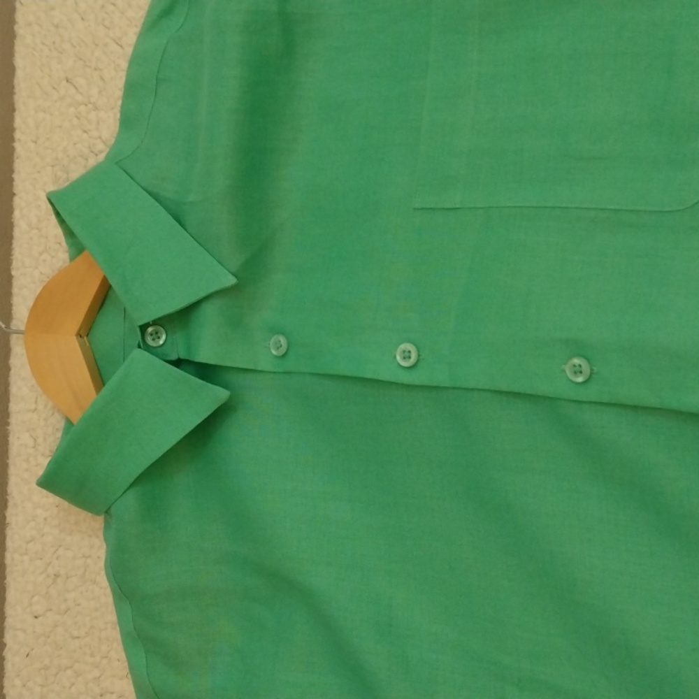 Like New Linea Uomo XL Teal Green Linen Camp Shirt